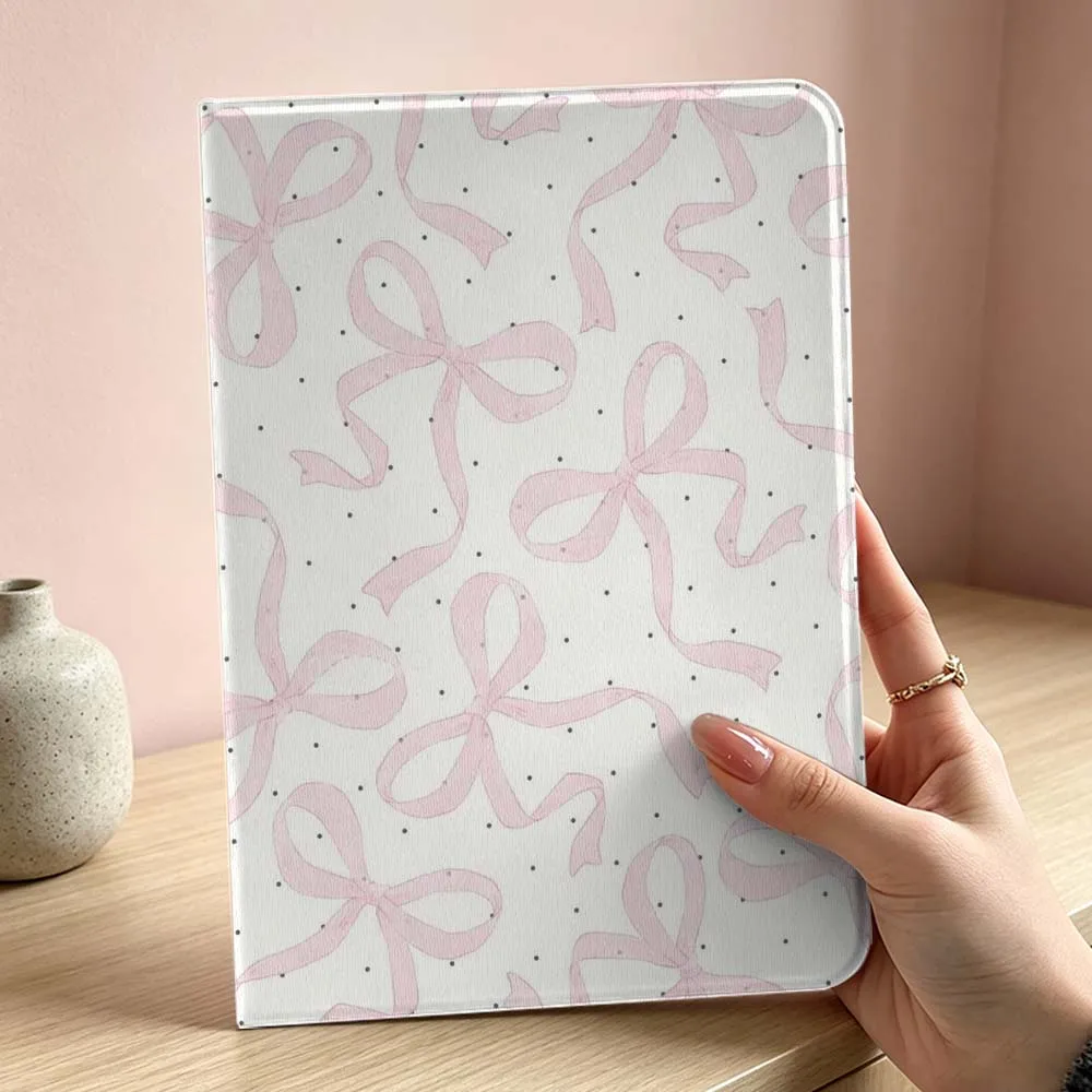 Art Pink Bow Pattern Soft For iPad Pro Air mini 7 6 5 4 3 2 1 9gen M5 M4 11th 10th A17 Pro A16 Inch Tablet Case