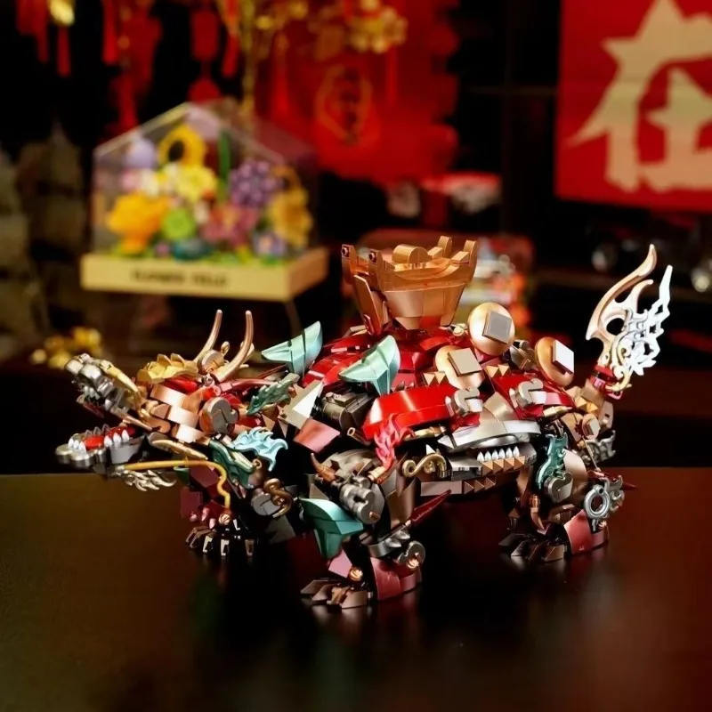 New The Four Divine Beasts Xuanwu Building Block Mecha Models Ornaments Children\'s Educational Assembled Toys Boys Holiday Gifts