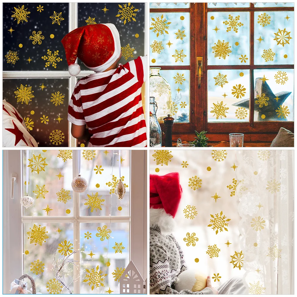 

6 Sheets Snowflake Wall Decal Removable Window Cling for Glass Mirrors Indoor Stickers DIY Home Bedroom Living Room Decor