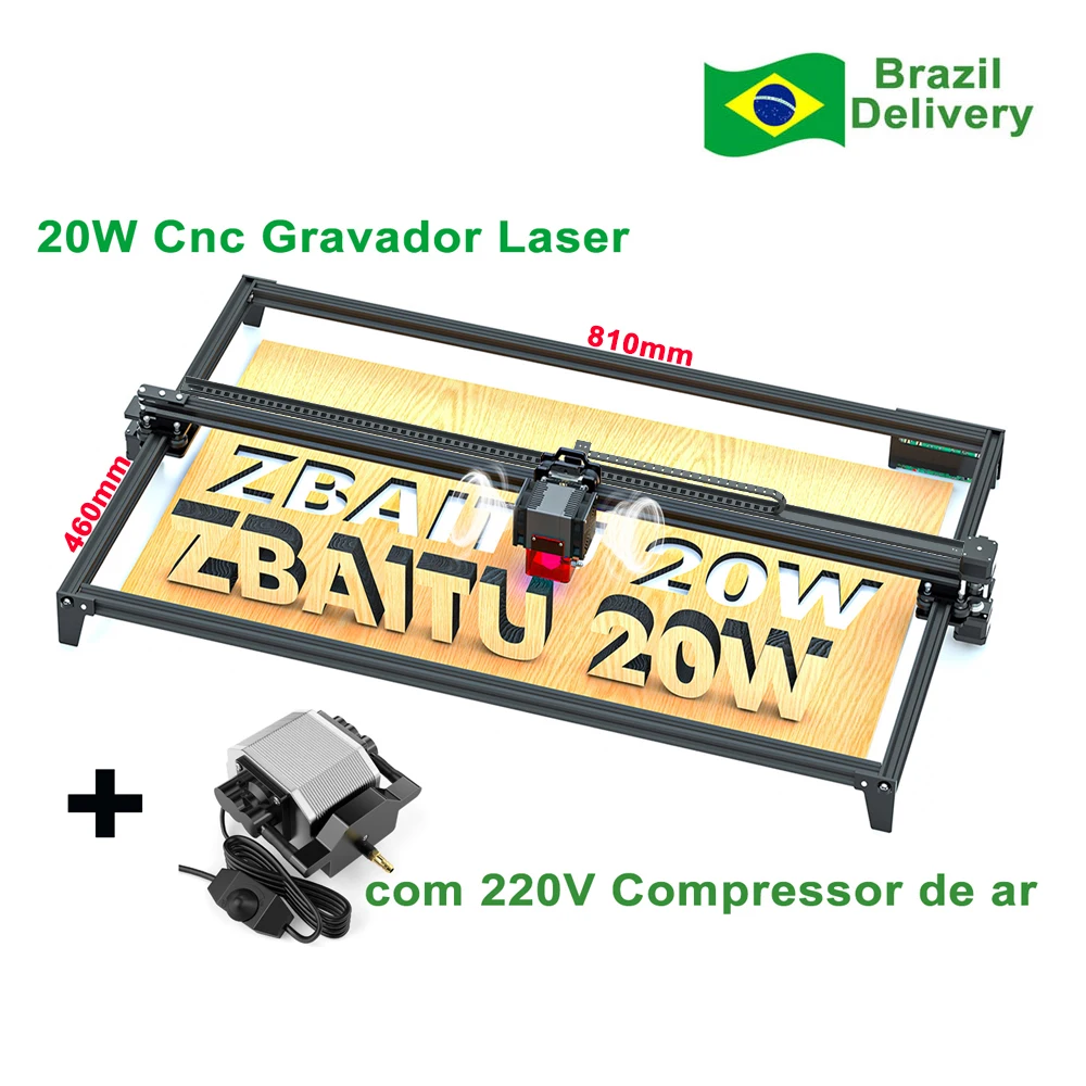 ZBAITU maszyna do laserowego cięcia i grawerowania 81*46cm duży obszar roboczy 32-bitowy grawer z głowica laserowa wspomaganym powietrzem DIY Mark