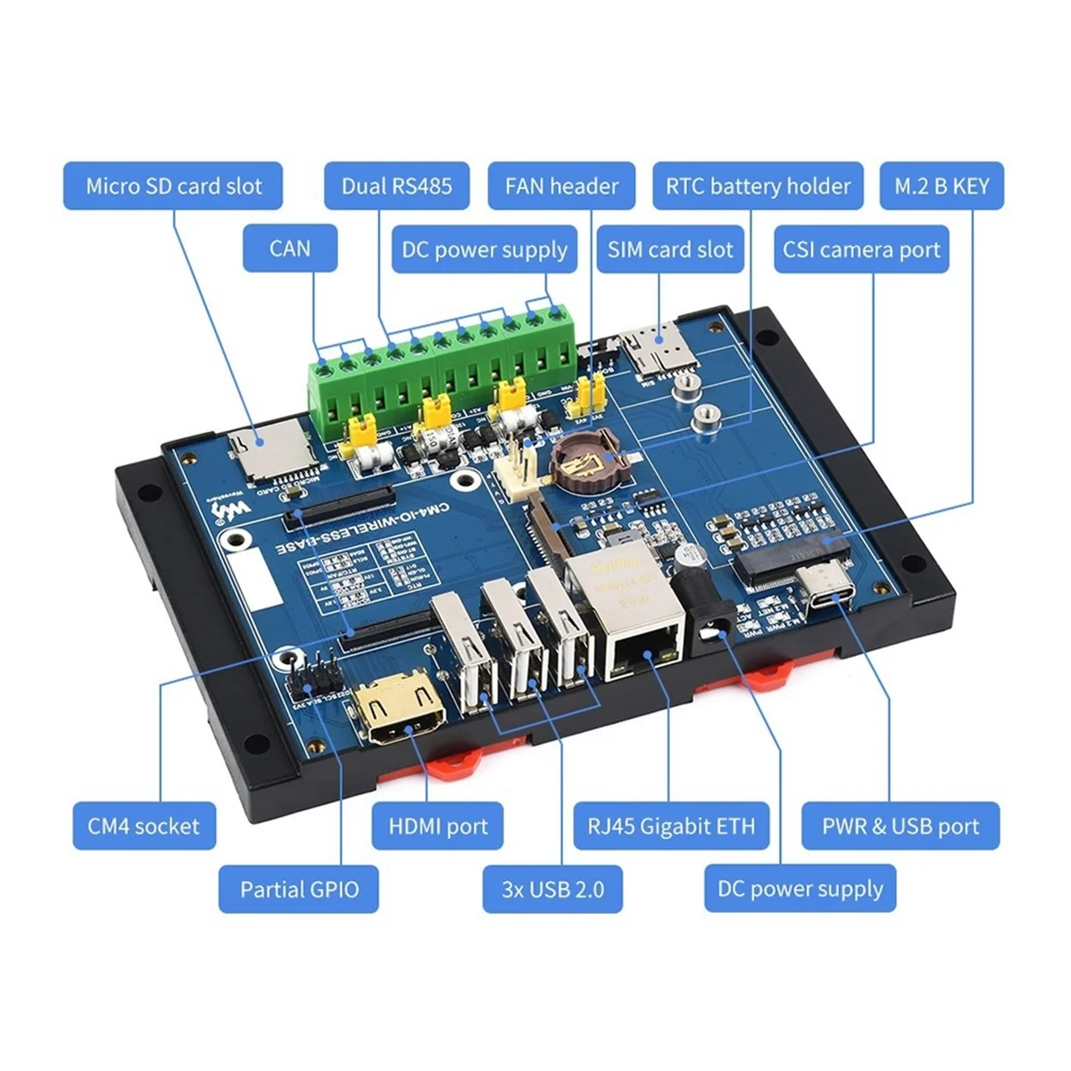 

Расширенный модуль CM4 Gigabit Ethernet Φ/4G плата расширения M.2/Mini-PCIe для CM4