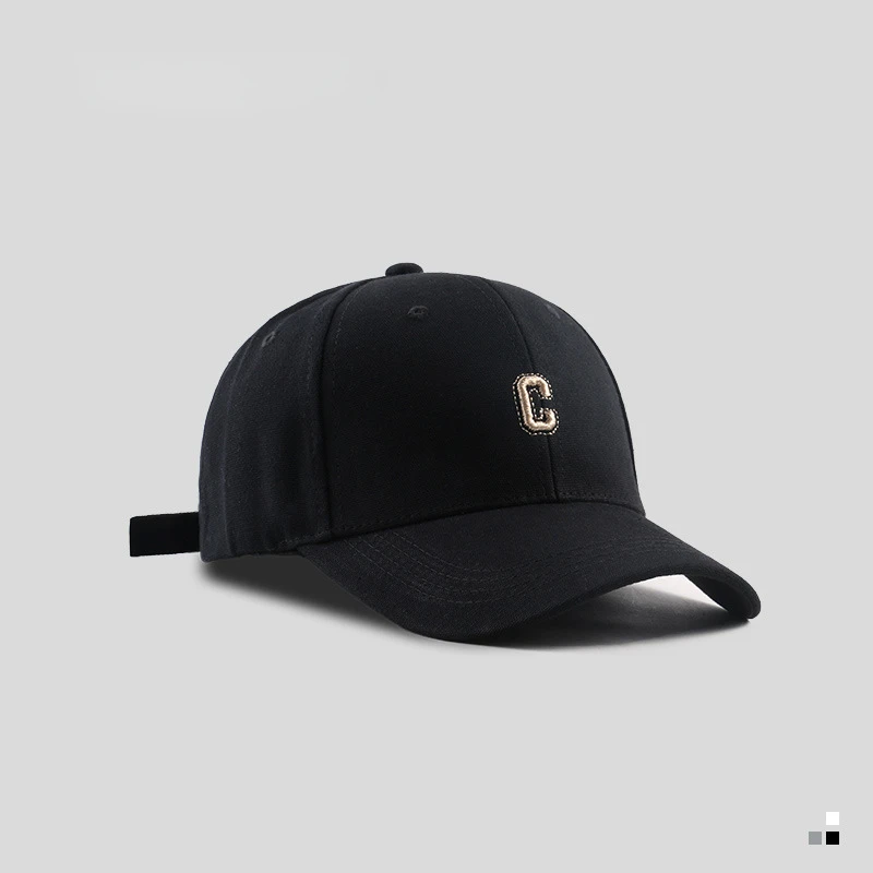 Hard-top C Letter Baseball Cap Men Women\'s Korean version of the tide peaked cap wide-brimmed big head  the curved brimmed hat