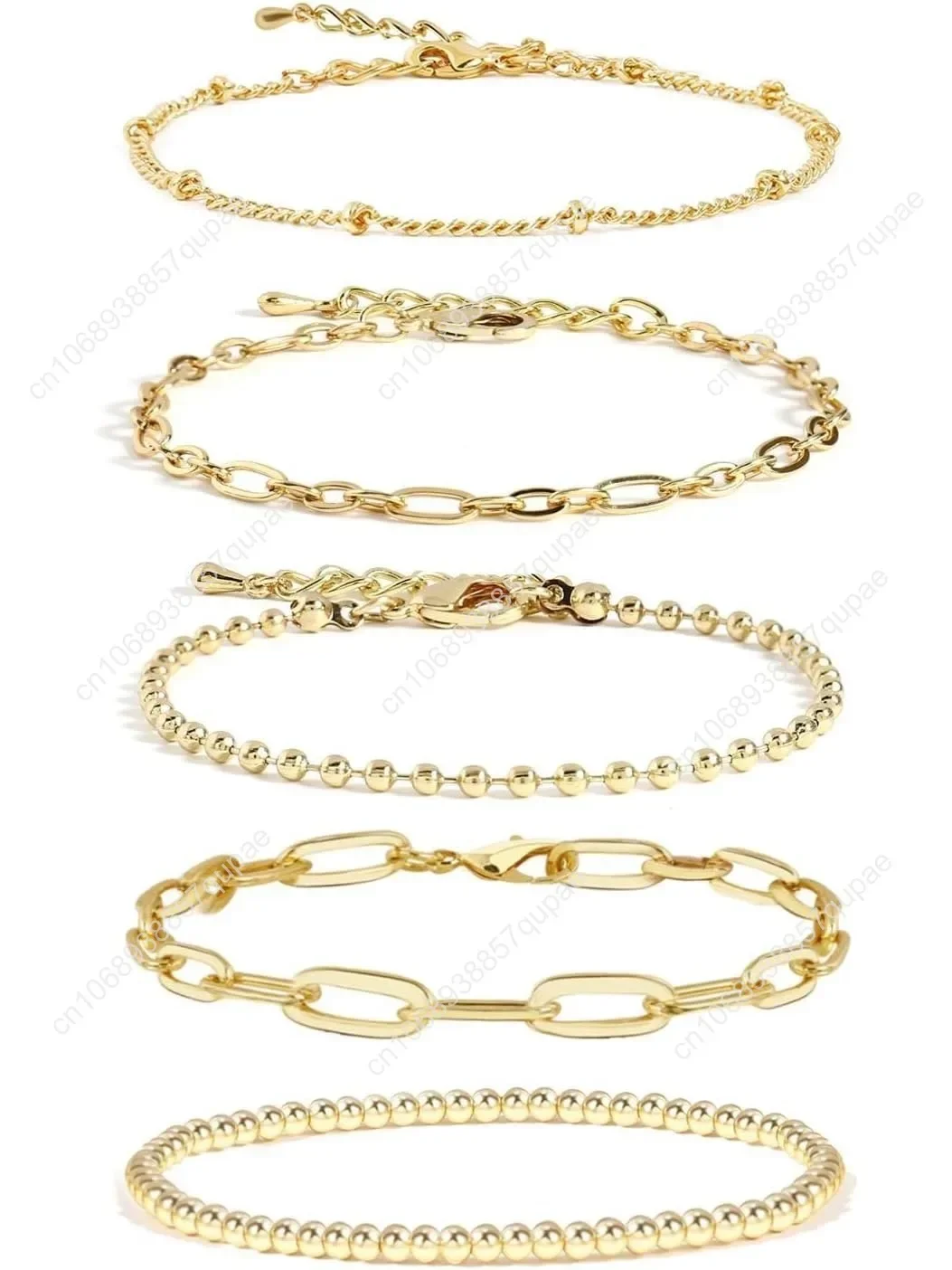 

Gold Chain Bracelet For Women,14K Gold Plated Link Dainty Bracelets Stake Adjustable Layered Bracelet Set Hypoallergen Gold Jewe