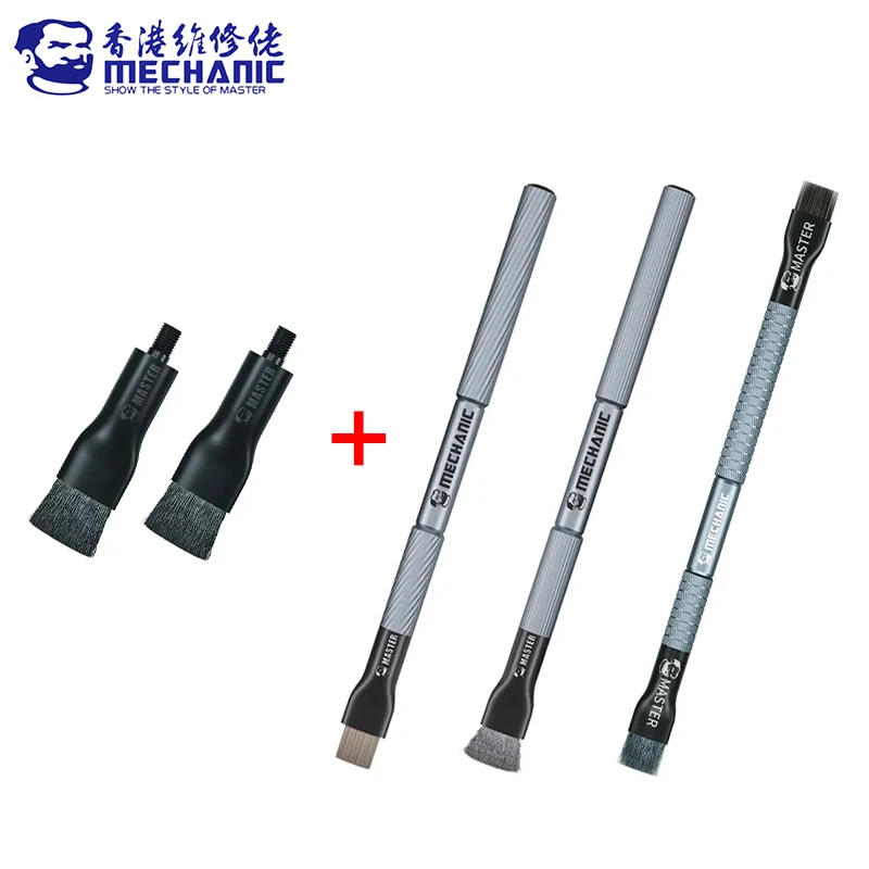 MECHANIC Motherboard Cleaning Brush Dust Cleaning with Replacement Head Cellphone Chip Tin Glue Removal Bristle/Steel Brush tool