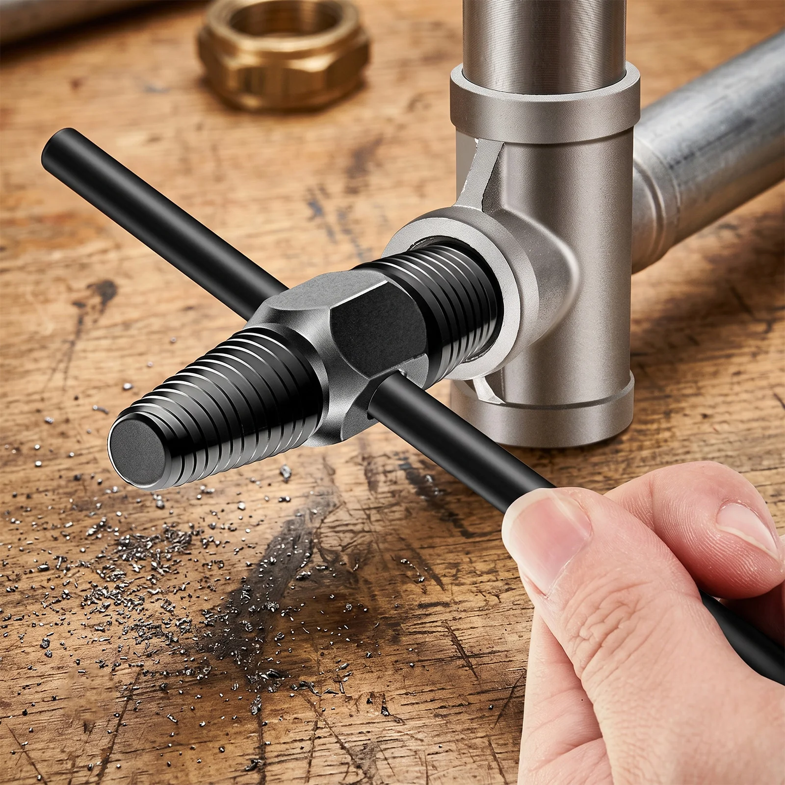 Dual End Water Pipe Nipple Extractor, 1/2 & 3/4 Inch Carbon Steel Broken Thread Removal Tool for Valves and Fittings