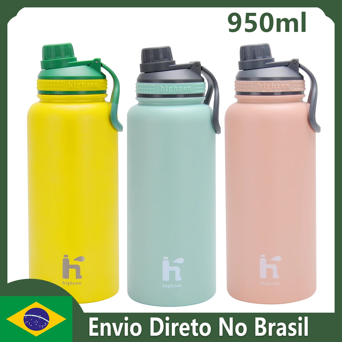 Stainless Steel Vacuum Insulated Fitness Water Thermos with 1000ML Handle