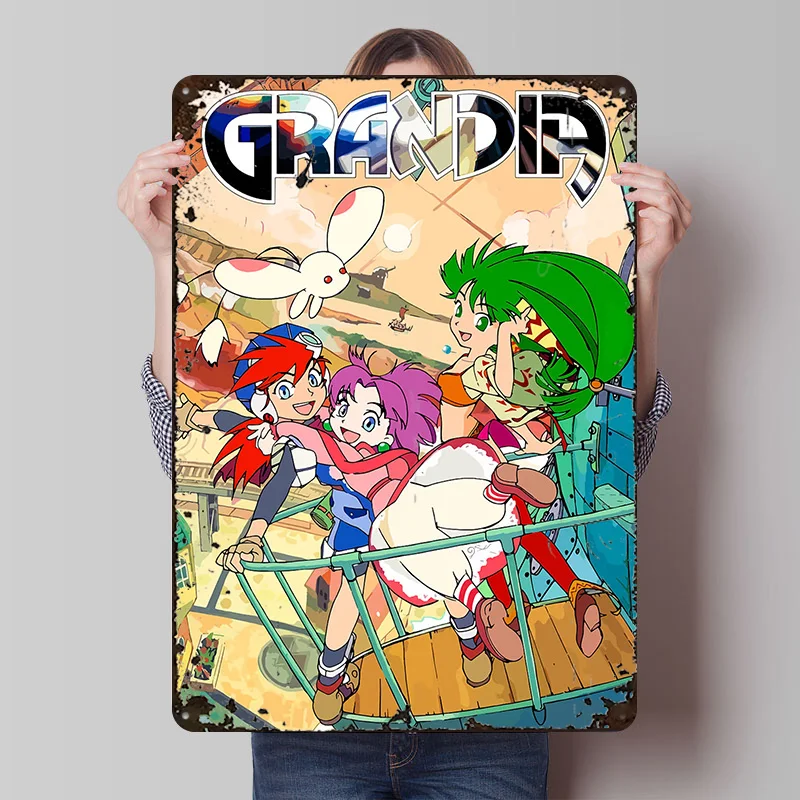 Grandia Anime Group Metallposter Individualisierte Wandkunst Retro Vintage Metallschilder für Männerhöhle Maßgefertigte Plakette Moderne Heimdekoration