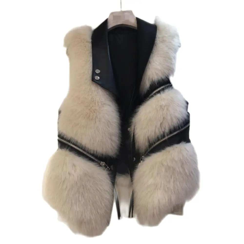 Faux Fur Vest Coat Women'S Lapel Sleeveless Buckle Slim Fit Hot Sale Teddy Coat 2024 High Street Plush Fur One Piece Jacket