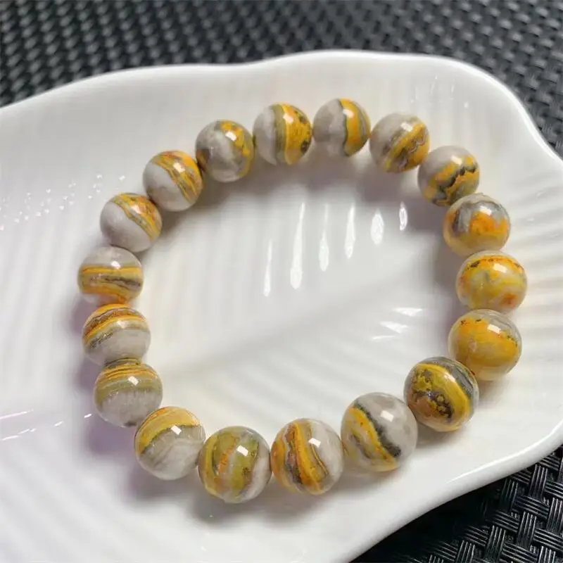 11.6MM Natural Bumblebee Quartz Bracelet Fashion Reiki Gemstone Round Beads Jewelry Couple Holiday Gift 1PCS