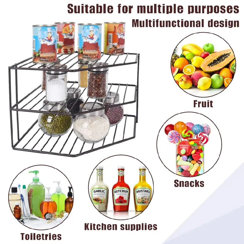 3 Tier Kitchen Seasoning Corner Shelf Portable Torage Table Food Sundries Organizer Rack Kitchen Bathroom Holder 2colors