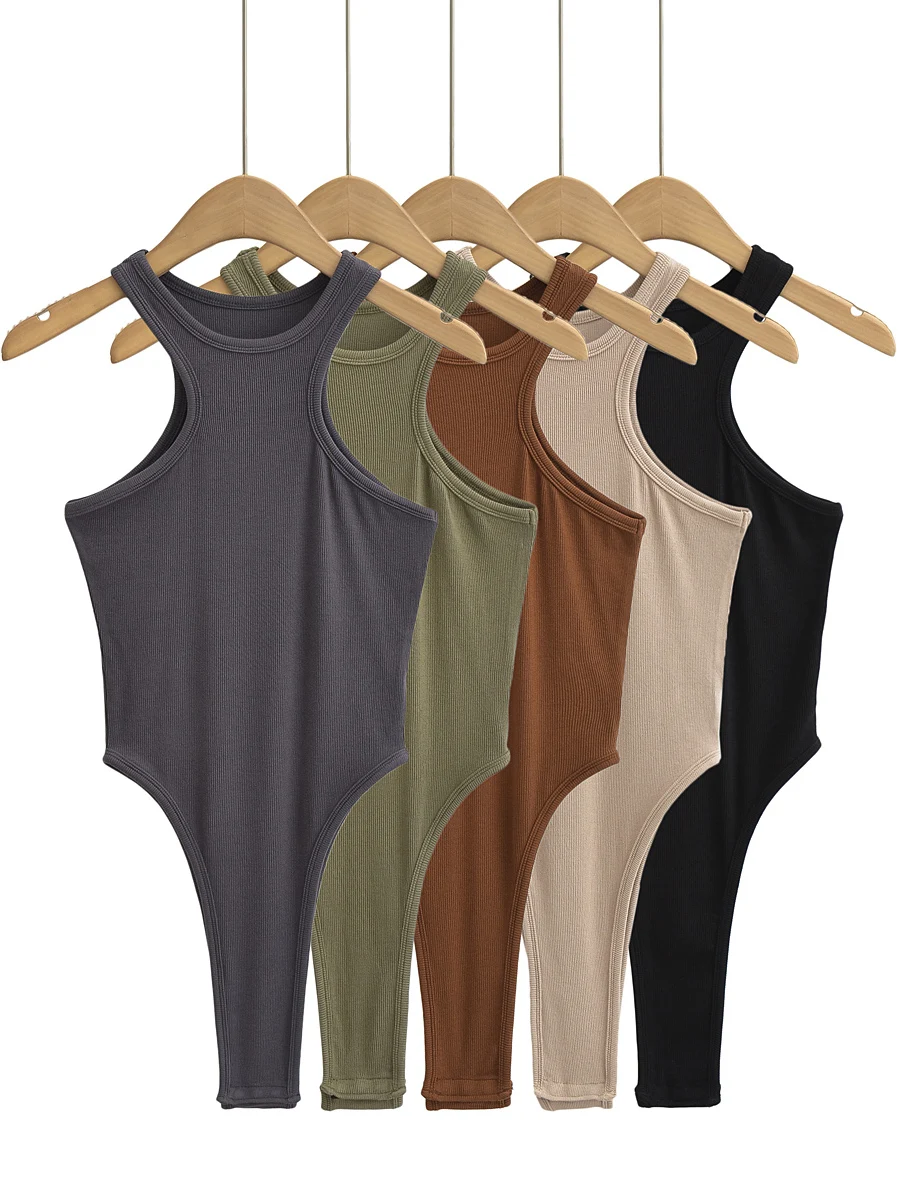 American Sle Sexy oulder Slim Fit chaleco ajustado ajustado Svel Color básico Boting mono Street Sle