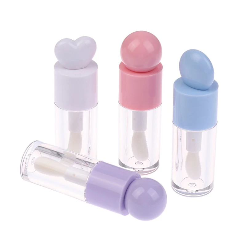 1/3 قطعة 6 مللي شكل قلب ومستدير أنابيب ملمع الشفاه الفارغة حاويات أحمر الشفاه القابلة لإعادة الملء لمنتجات عينة التجميل #1