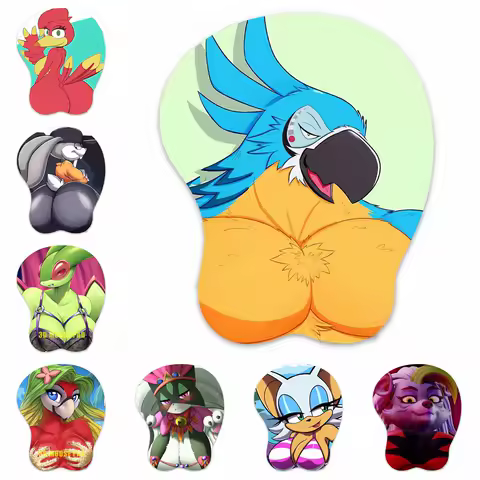 3D Mouse Pad Parrot bunny flygon kass kazooie meowscarada rouge roxanne Oppai Mousepad Breast Gaming Wrist Rest Boobpad