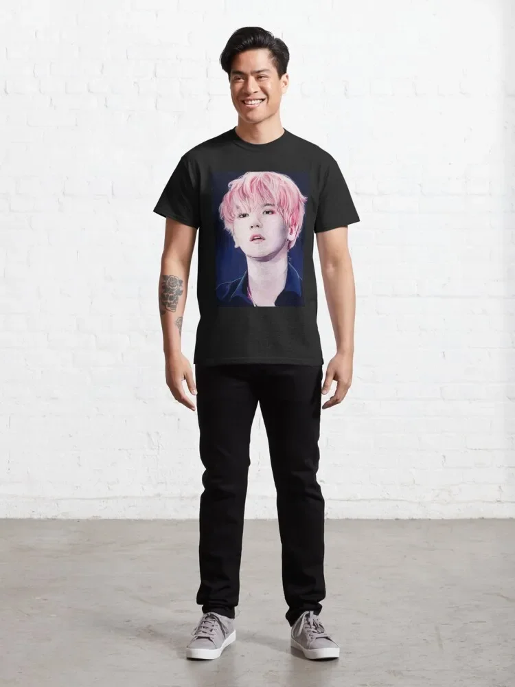 Pink Haired Baekhyun Classic T-Shirt Funny Short Sleeve Tshirt Streetwear New Fashion Top Tees