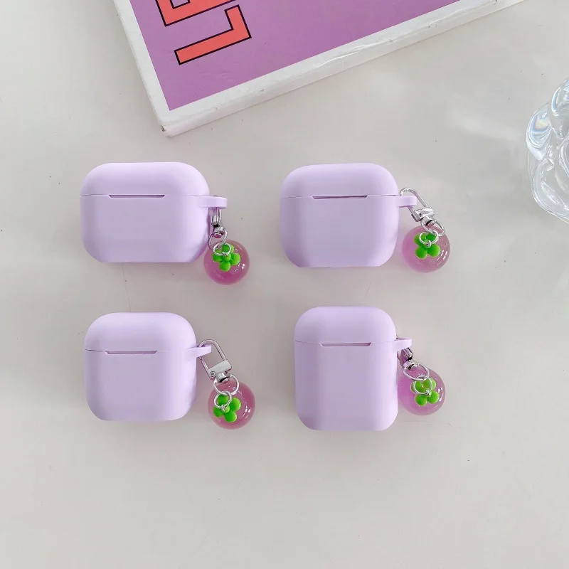 Lavender Purple Silicone Earphone Case with Pendant for Airpods 1, 2, 3, 4, Pro, Pro2, Pro3