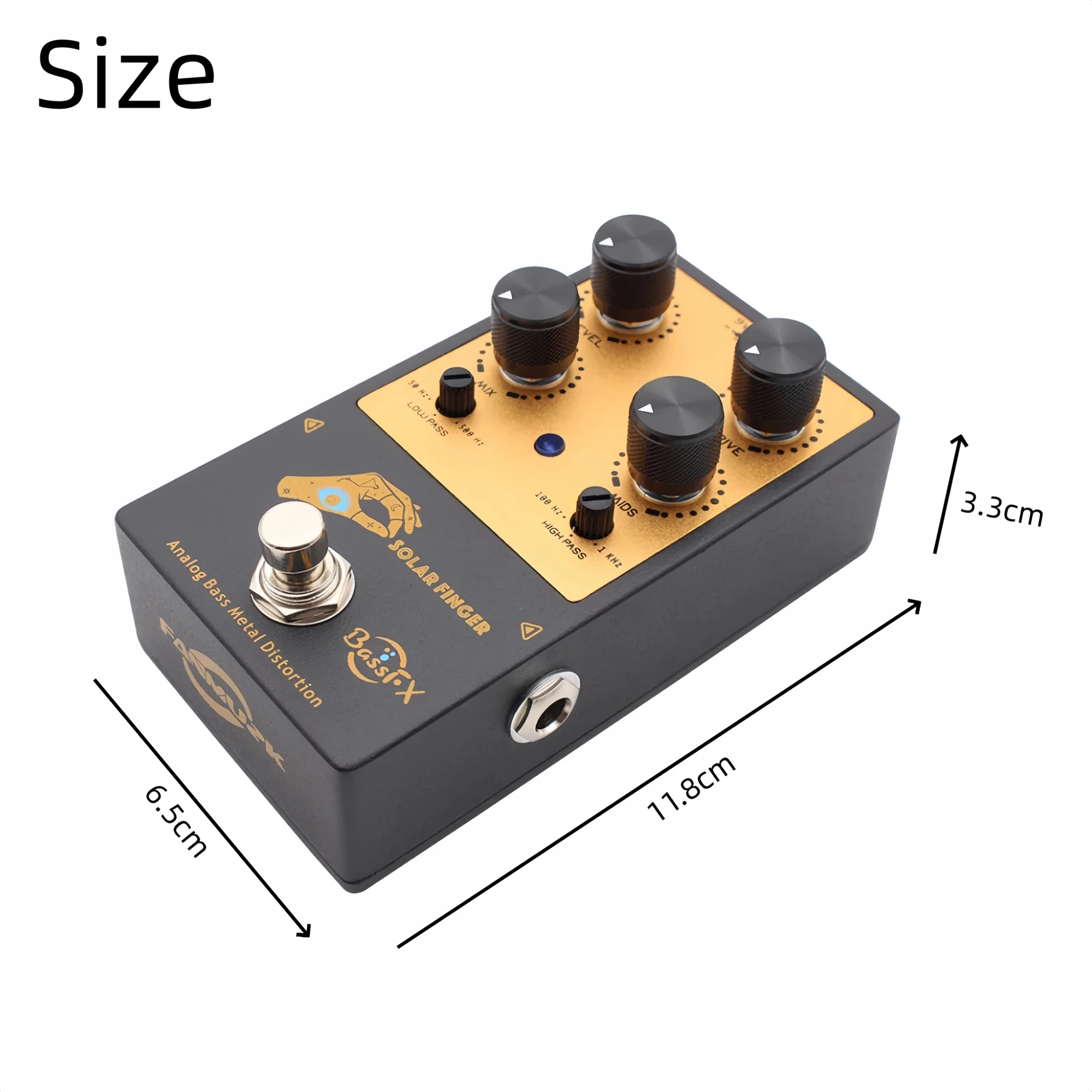 Fanmuzk SOLAR FINGER Bass Metal Distortion Effect Pedal Analog Circuit Low-pass High-pass Control for Stage Recording