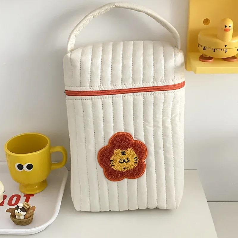 Baby Diaper Bag for Mom Cotton Bear Mommy Bags Nappy Diapers Organizer Zipper Women Handbags Maternity Bag Cartoon Beige Sac