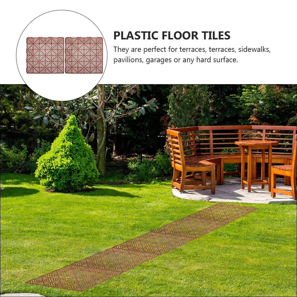 

2 шт. противоскользящие коврики для улицы, водонепроницаемая пластиковая плитка, нескользящий садовый коврик для двора, патио, гаража, сращивания