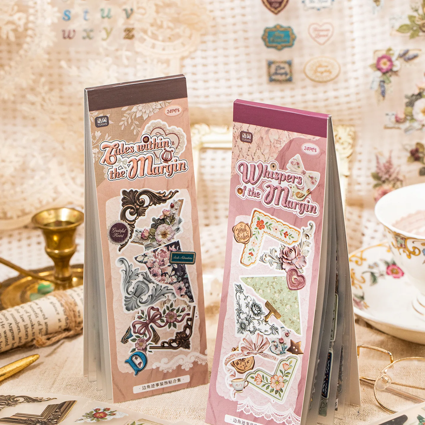 Vintage Baroque Flower Corner Landscape PET Sticker Creative DIY Journal Material Collage Scrapbooking Stationery