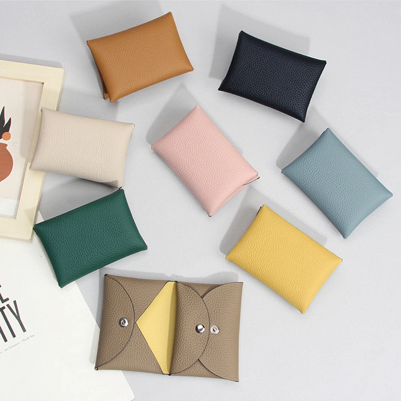 Cowhide Mini Envelope Card Bag Women's Business Card Holder Credit Cards Document Bag Coin Purse Designer Classic Card Bag