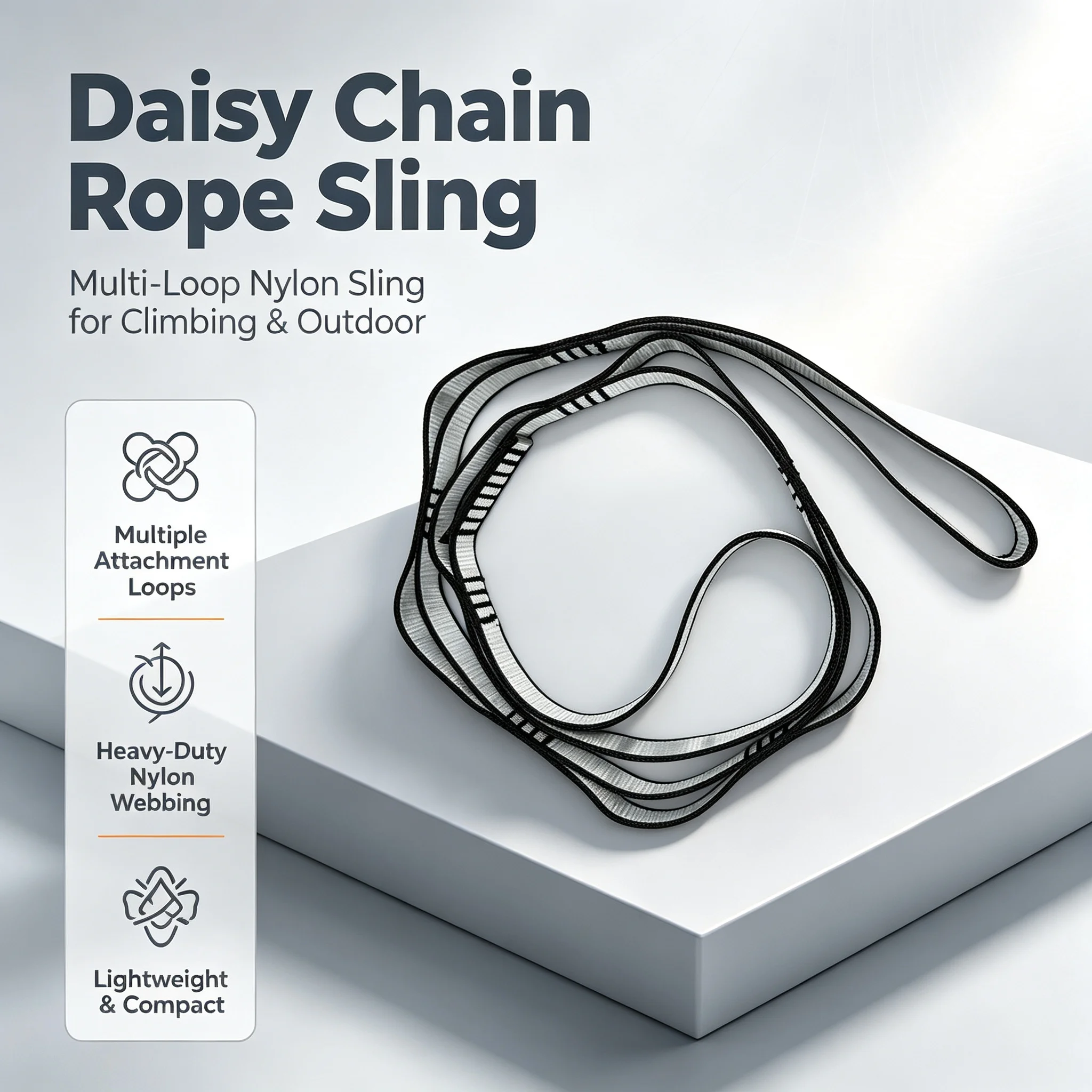 Daisy Chains Yoga Hammock Extension Strap w 8 Loops Adjustable Nylon Climbing Sling Fitness Pilates Exercise Extend Strap