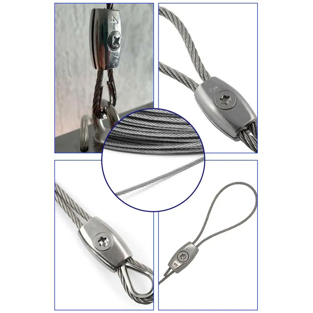 1Pc Durable 2/3/4/6/8mm Wire Rope Sleeve Grip Clamp Fixing Clip Cable Clip Zinc Alloy Hardware Wire Ferrules Steel Wire Rope