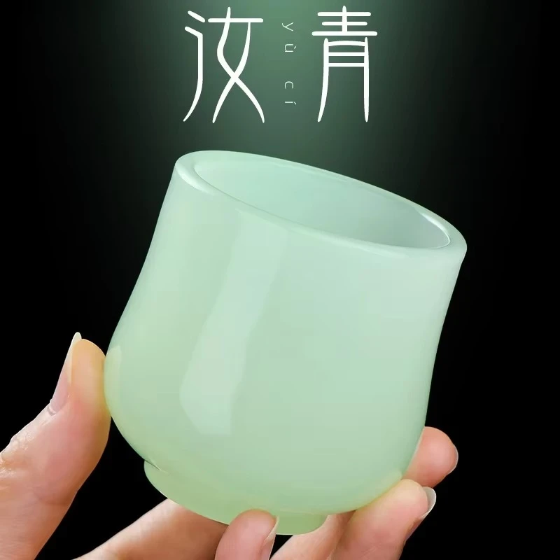 Ru Sapphire Porcelain Tea Cup Large Master Cup Imitation Jade Glass Personal Tea  High-end Single Home Set Gift
