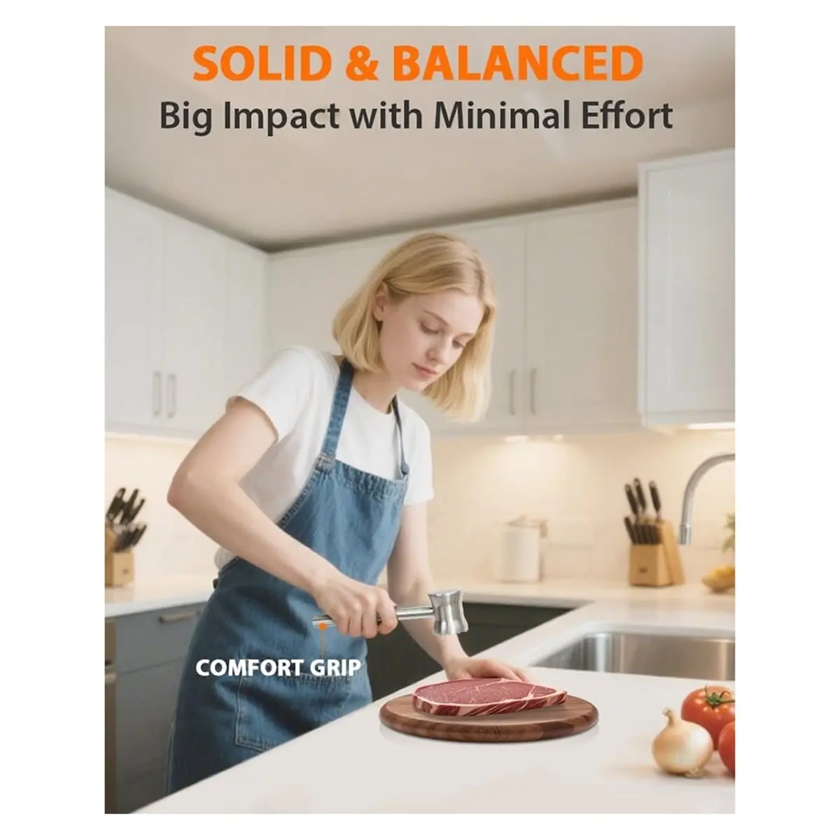 肉軟化器、304ステンレス鋼製ミートマレット、牛肉・鶏肉用2in1ミートパウンダー、食器洗い機対応