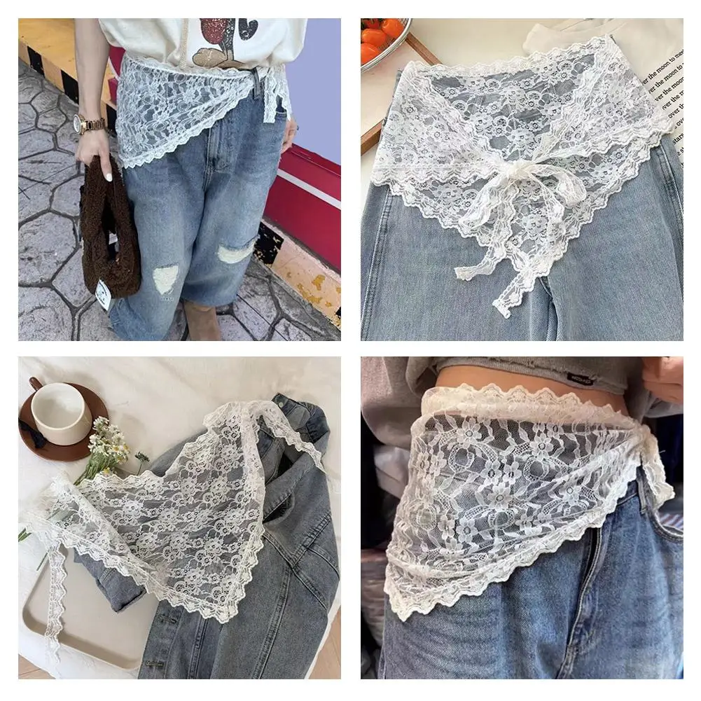 

Lace Midi Skirt Fart Curtain White Bandana Mini Wrap Versatile Scarf Hair Layering Skirt Fashion Hair Accessories D4j0