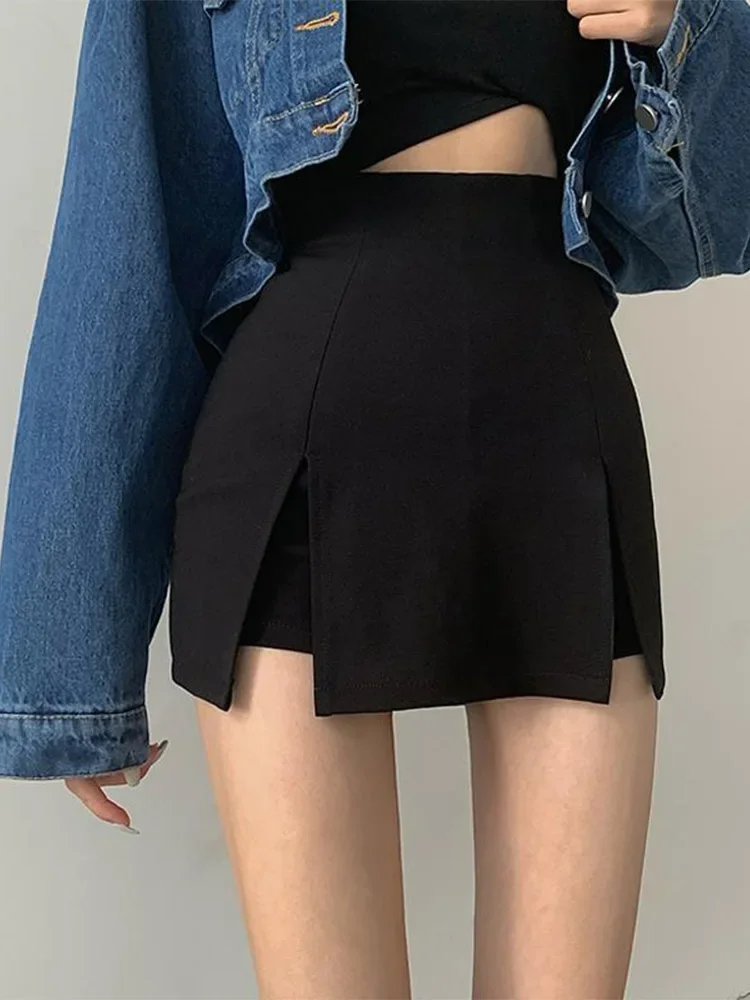 Sexy Split Shorts Skirt Women'S Office Ladies 4xl Suit Skirt Summer New Black Mini A-Line Pants Skirt High Waist Wide Leg Shorts