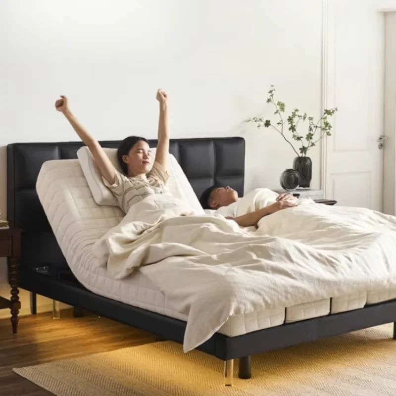 Leather Luxury Modern Double Bed Lift Up Design Smart Queen Double Bed Loft Adults Somieres Y Marcos De Cama Home Furniture