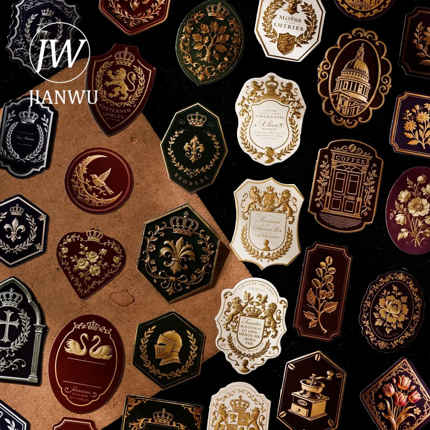 JIANWU Vintage European Badge Landscape Material Collage Scrapbooking Sticker Creative DIY Journal Stationery view 4