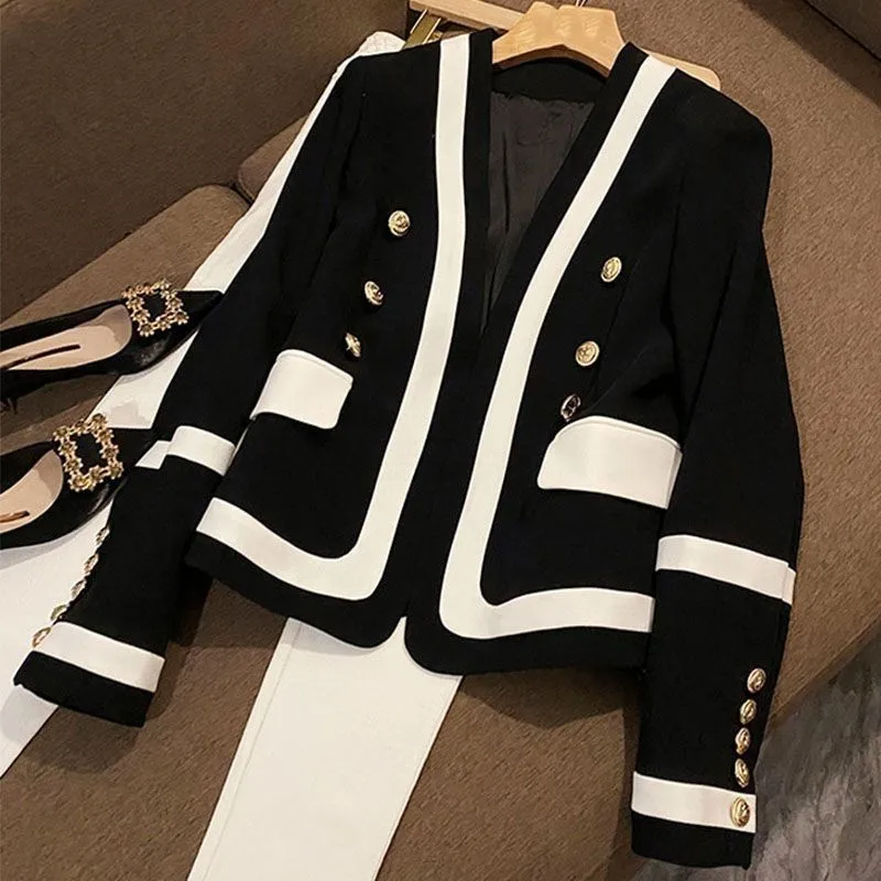 Spring Autumn Blazer Woman 2024 New Fashion Loose Double-Breasted Assorted Colors Coat Temperament Elegant Outerwear Female