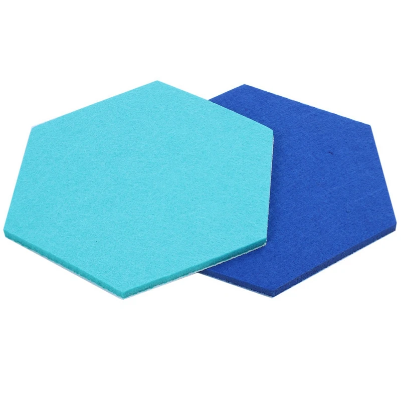 Tablero Hexagonal de fieltro para pared, pegatina 3D decorativa para el hogar, tablero de mensajes, base para habitación, serie Azul, 10 unids/set por juego