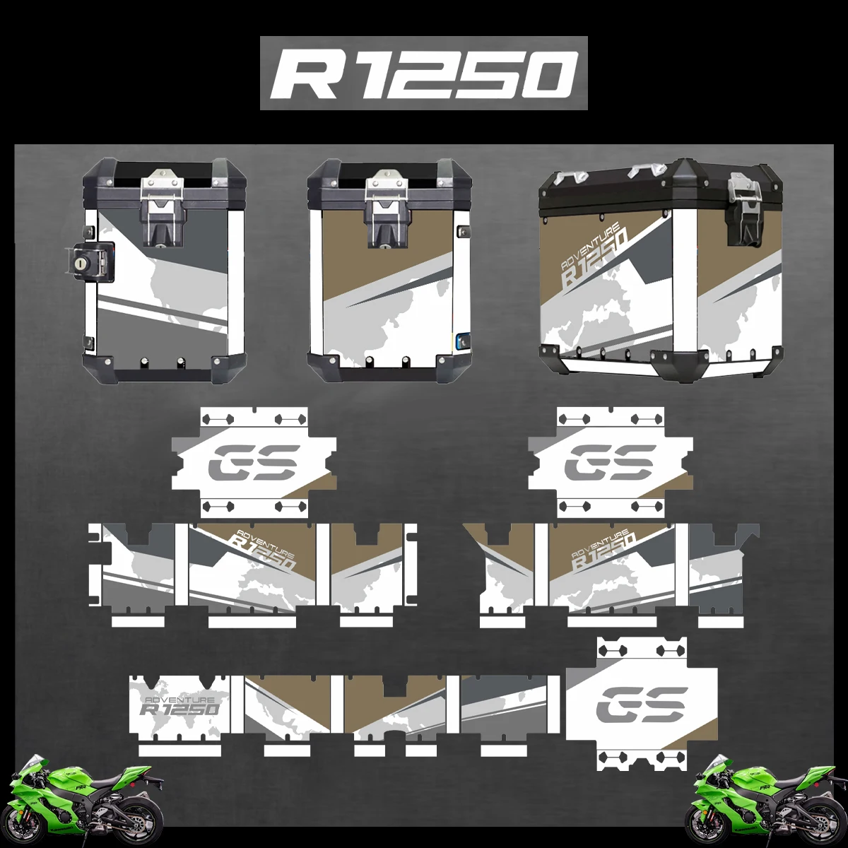 Motorcycle Stickers For BMW R1250GS R1250 GS 2004-2023 2022 2021 ADV Decorative Alloy Box Sticker Decal Set aluminium pannier
