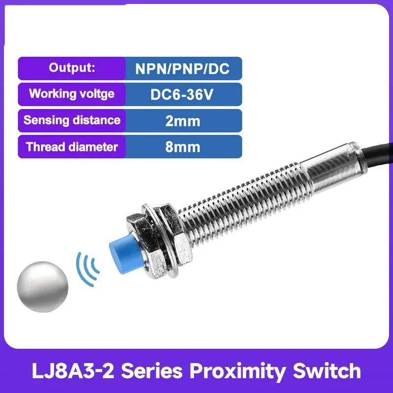 Proximity Switch Sensor   LJ8A3-2-Z/BX BY/AX/AY/EX/DX M8 2m Inductive Detection NPN/PNP NO NC AC220V DC 6-36V Approach Sensor