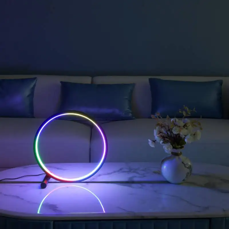 

Modern simple ring desk lamp creative living room coffee table lamp for bedroom bed decorative RGB colorful atmosphere space