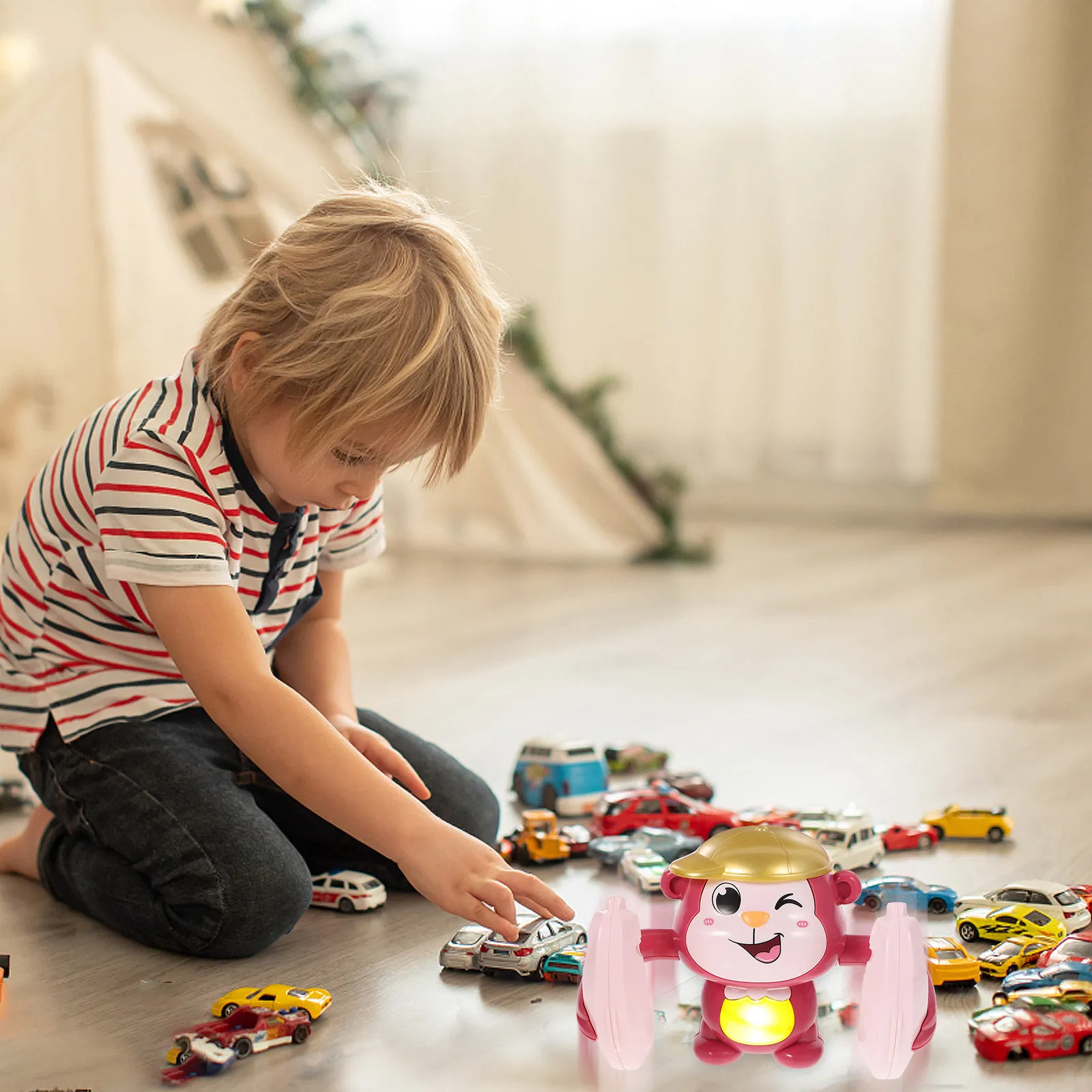 

Электрическая танцующая обезьянка-игрушка для малышей, 1 шт., с музыкой и светом, интерактивная, для раннего развития