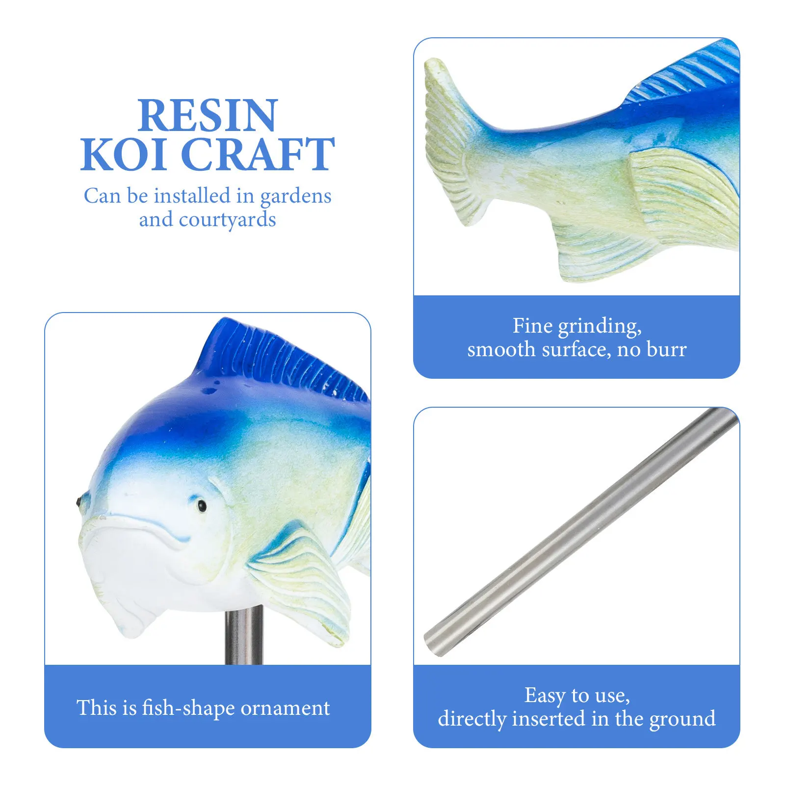 

Resin Fish Garden Ornament Durable Creative Fish Shape Stylish Yard Lawn Decor Fine Craftsmanship Outdoor Landscape Decoration