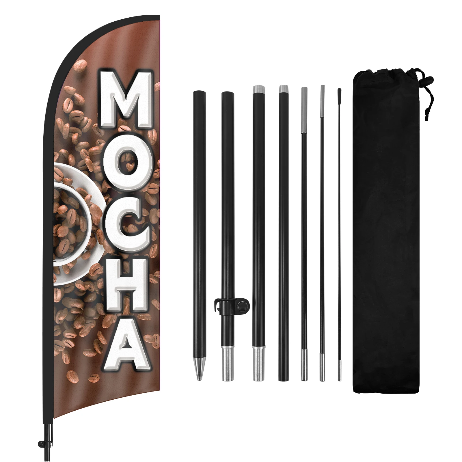 FSFLAG 1PCS 280CM The Mocha Feather Flag with Flagpole Advertising Outdoor Banner Decoration for Businesse and Storefront