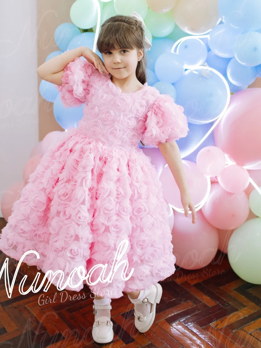 robe-a-fleurs-rose-pour-filles-longueur-aux-genoux-jolie-robe-a-fleurs-pour-mariage-fete-d'anniversaire-premiere-communion-personnalisee