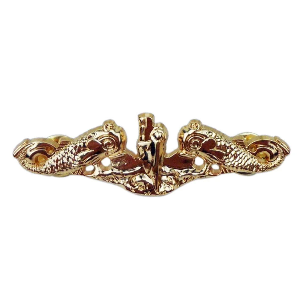 US MILITARY BADGE NAVY MEDAL SUBMARINE METAL INSIGNIA PIN GOLD