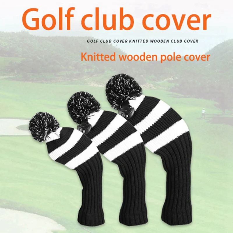 Wear-Resistant Black/Red Golf Club Cover, Knitted Fleece Head Cover