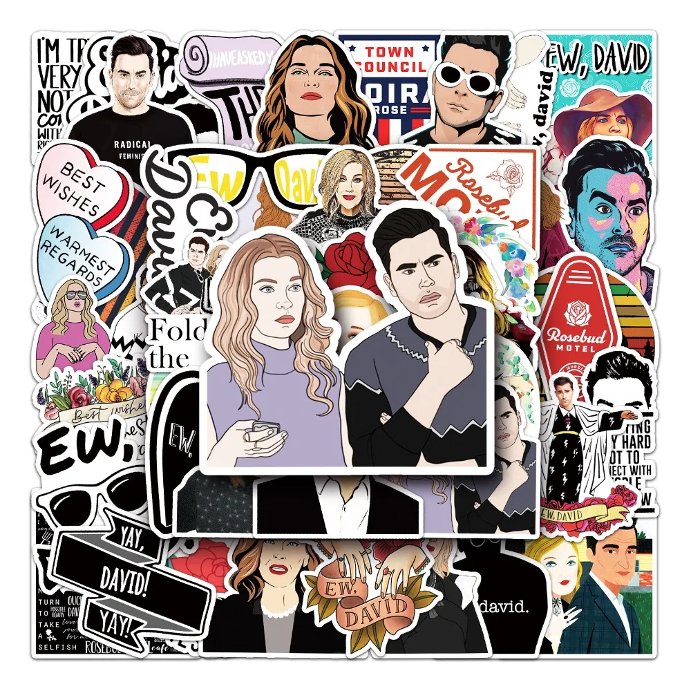 50 قطعة المسلسل التلفزيوني Schitt's Creek الكتابة على الجدران ملصقات حقيبة القرطاسية الكمبيوتر المحمول الغيتار هاتف محمول لتقوم بها بنفسك تزيين الشارات