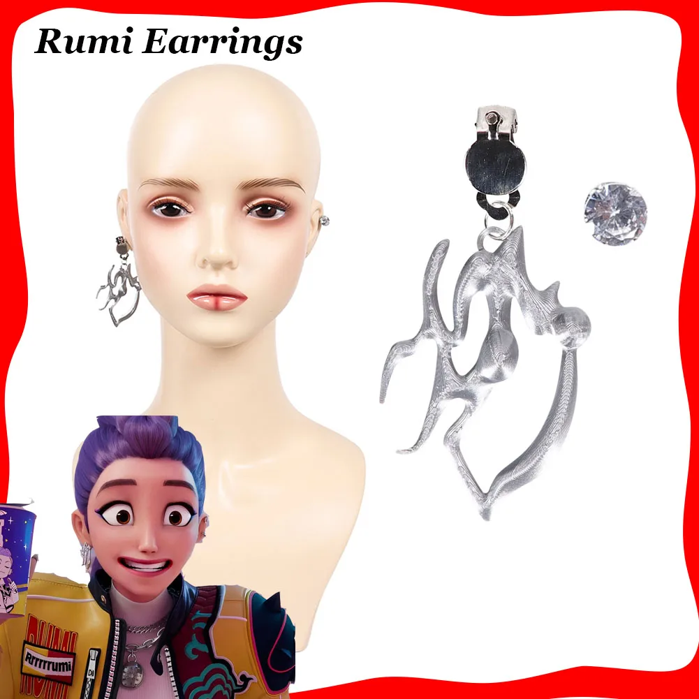 

Руми, комплект серебряных серег из двух предметов для косплея, 2025 KPOP, аксессуары для костюма охотника на демонов, реквизит для женщин, Хэллоуин, карнавал, вечеринка