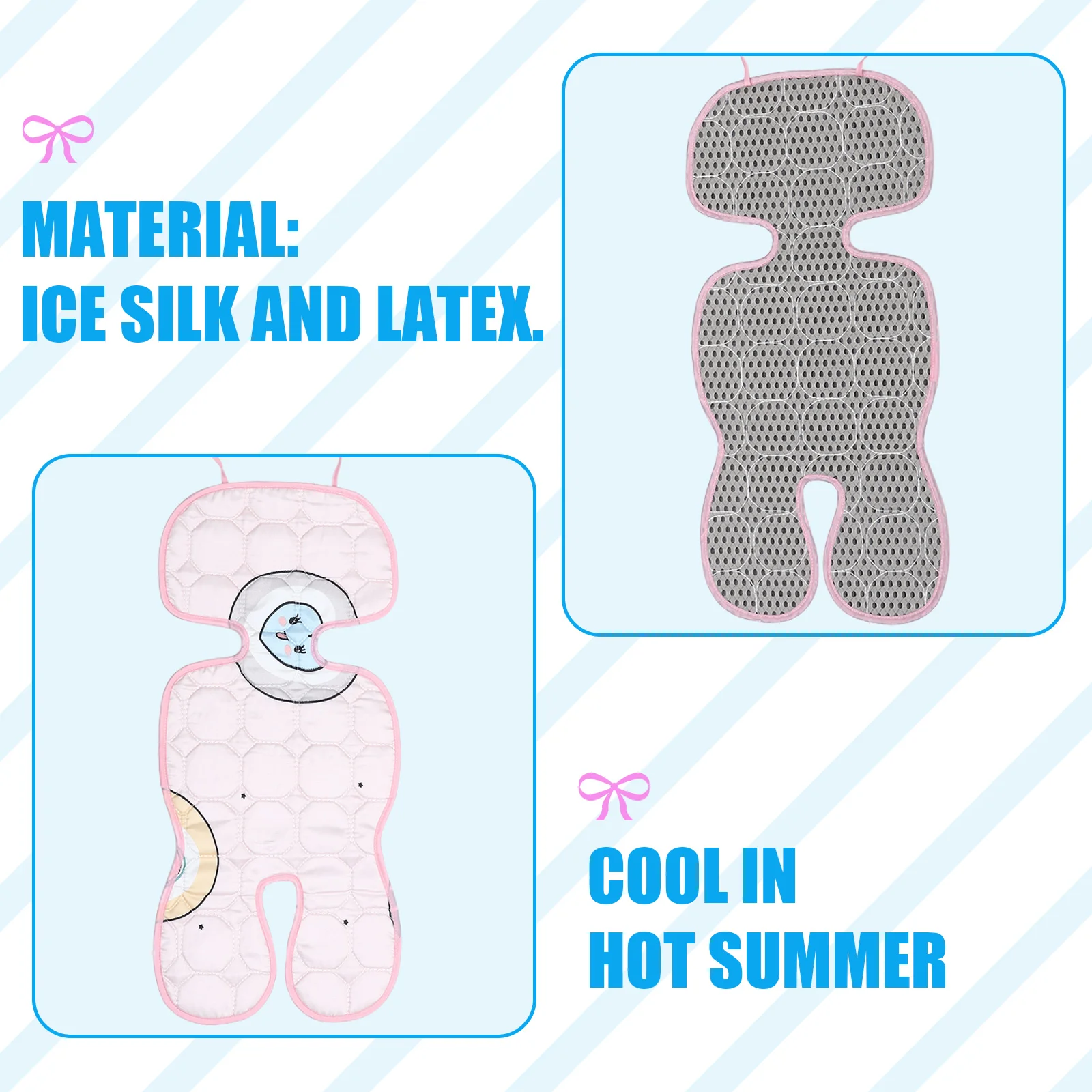 

Baby Stroller Mat Breathable Seat Latex Cooling Cooler Summer Car Ice Silk Liner Pad