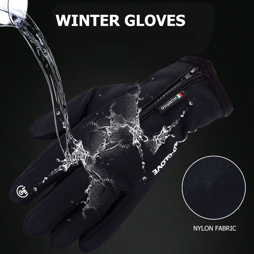 

Ветрозащитные водонепроницаемые флисовые варежки для езды на велосипеде, черные зимние теплые перчатки для бега и катания на лыжах, нескользящие