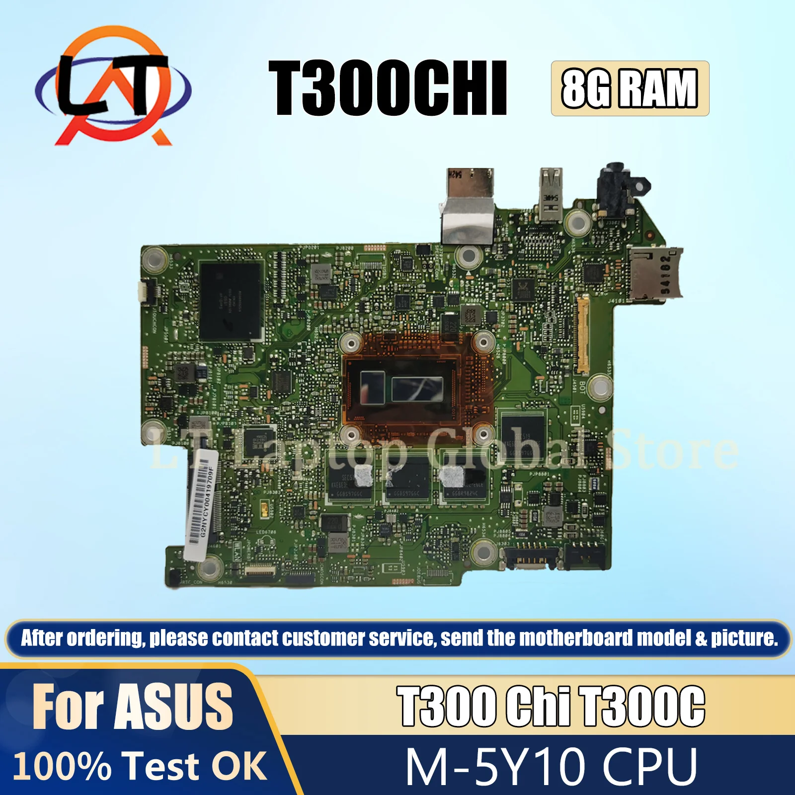 

T300CHI Laptop Motherboard For ASUS Transformer Book T300 T300C Notebook Mainboard CPU M-5Y10 8GB RAM SSD-128G