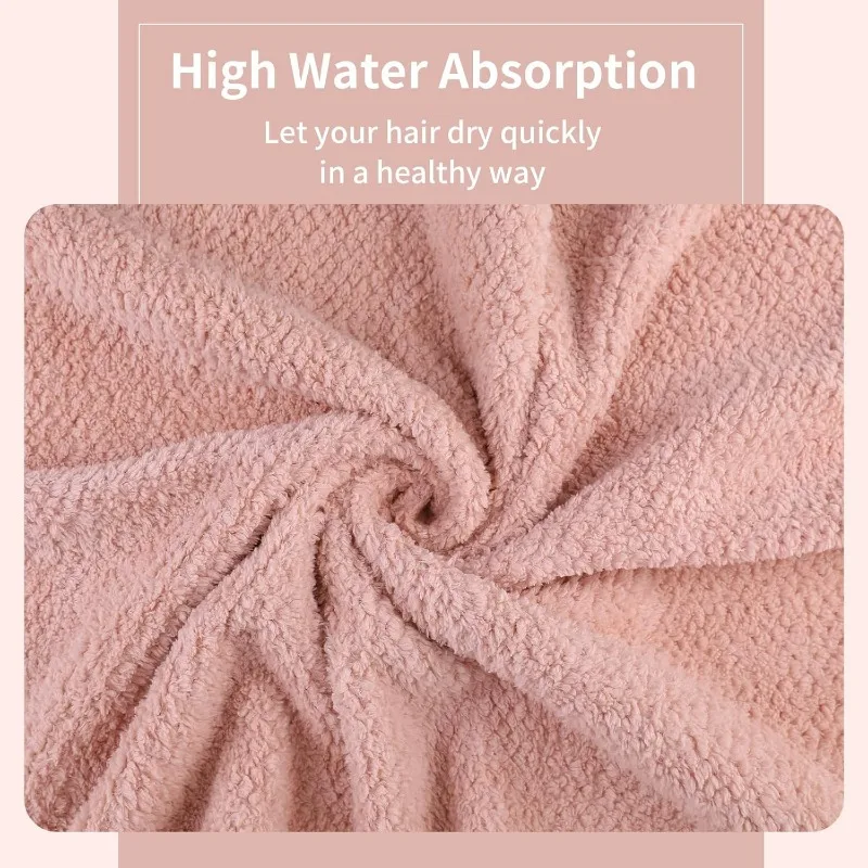 1 Pc Microfiber Hair Towel, Quick Dry & Ultra Absorbent, Suitable for Long, Thick Hair - Lotus Root Pink