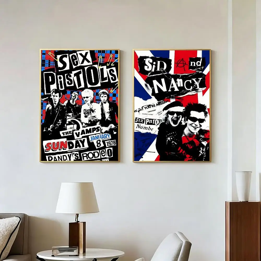 Music Modern Pop S-Sex Pistols Poster Peel And Stick Wall Art Self Adhesive PP Waterproof Wall Decor Living Room Bedroom Gift